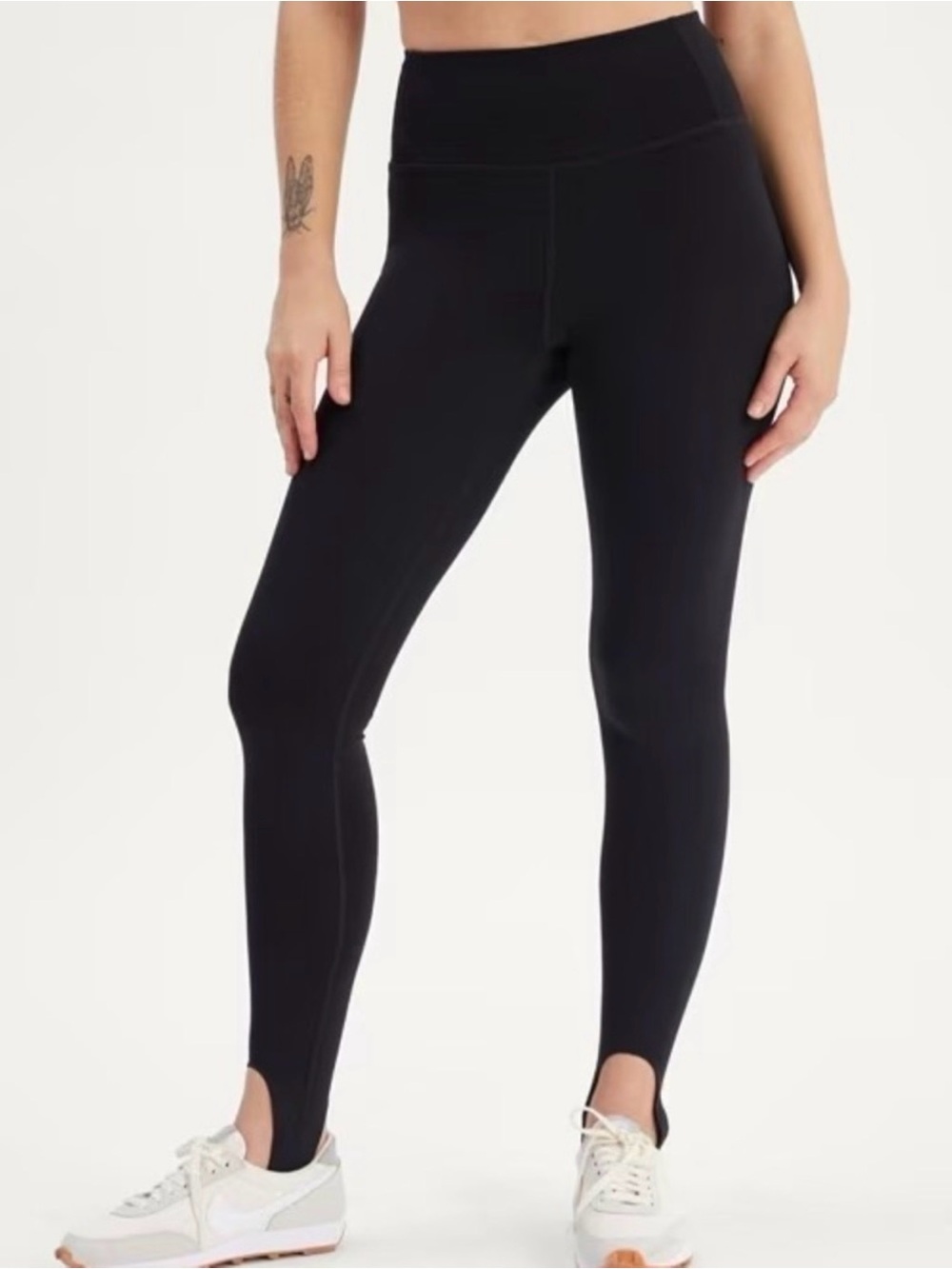 High-Waist Black Compressive Stirrup Leggings